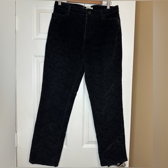 Talbots Heritage Women’s Black Lace Textured Corduroy Straight Leg Pants Sz 10 - Picture 1 of 8